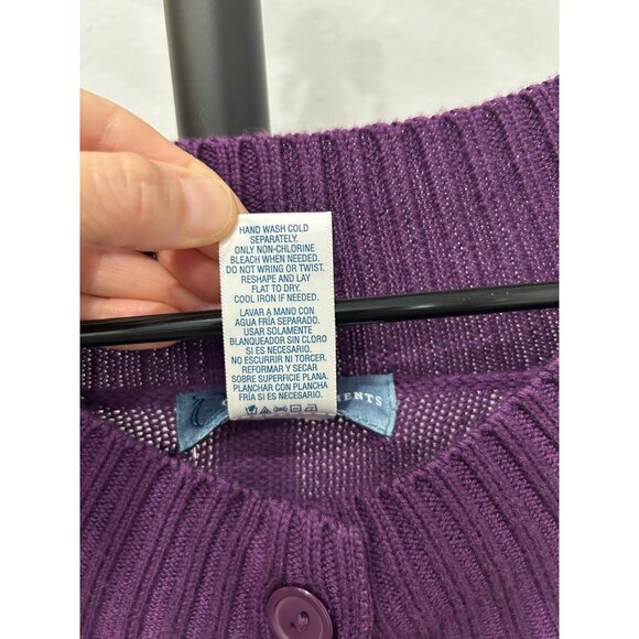 Classic Elements NWT Purple Embroidered Floral Leaf Cardigan Sweater Sz Large - Picture 7 of 9